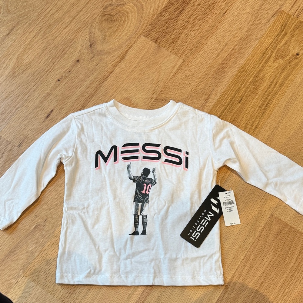 Collection B White Long Sleeve Shirt with Messi Graphic